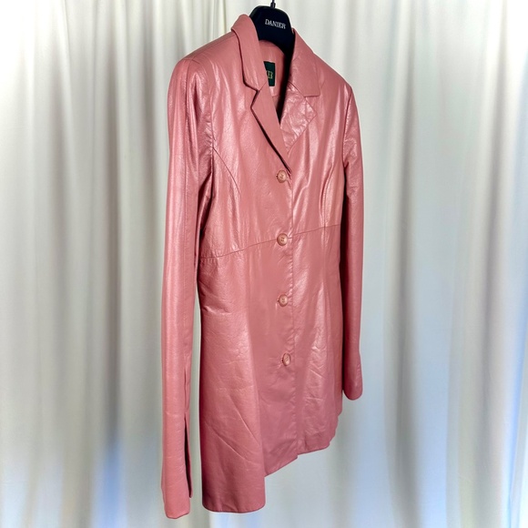 Vintage Danier Leather Metallic Bubblegum Pink Car Coat Jacket • Blazer Size S/M - Picture 5 of 10
